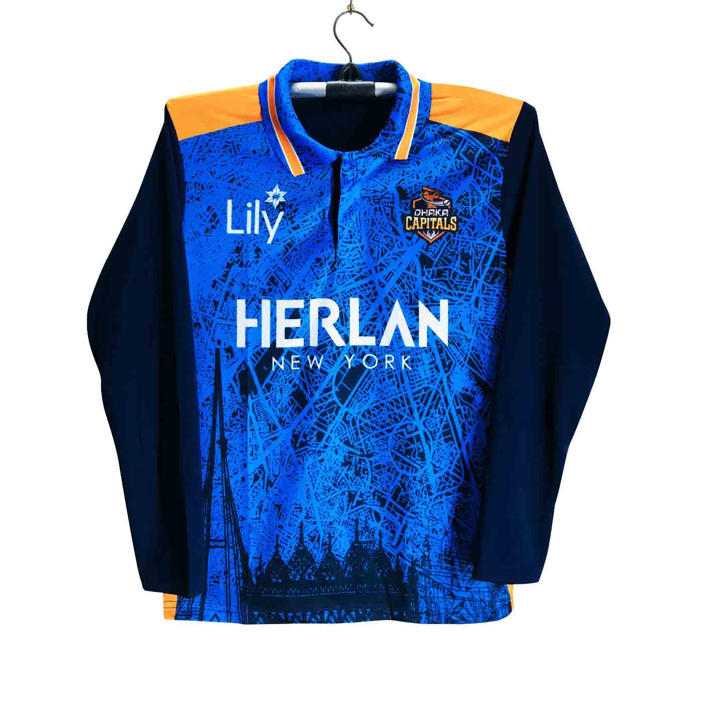 Dhaka Capaitals Full Sleeve Polo Cricket Jersey For Men - BPL Long Sleeve Jersey - Dhaka Capaitals Jersey 2025-26